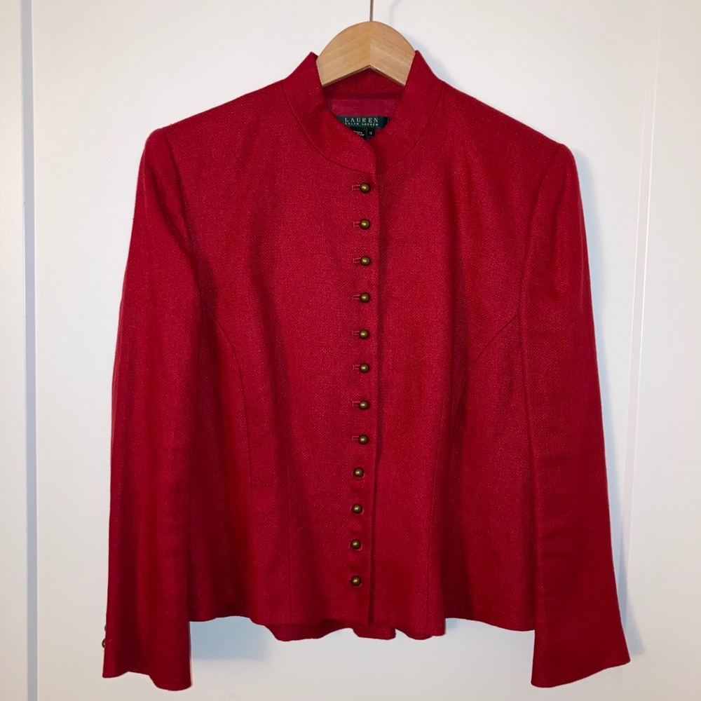 Lauren Ralph Lauren Red Military Linen Blazer